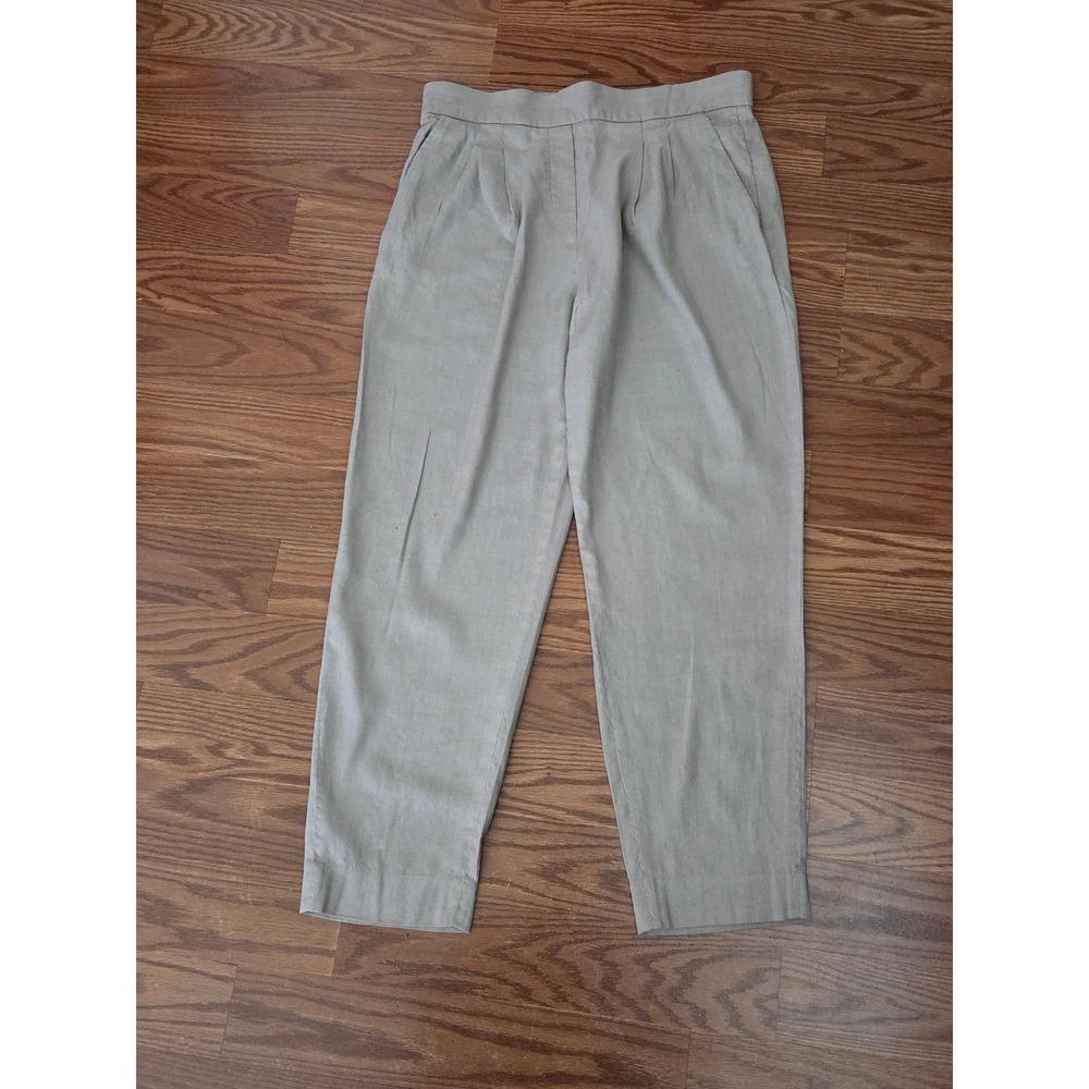 Babaton Aritzia Women Khaki Linen Viscose Pleated Tapered Pants Size 6
